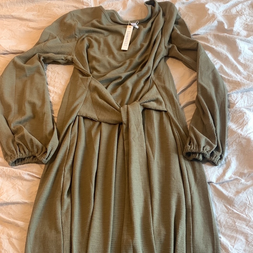 Lionstill Women's Long Sleeve Dress Tie Front - Picture 3 of 6